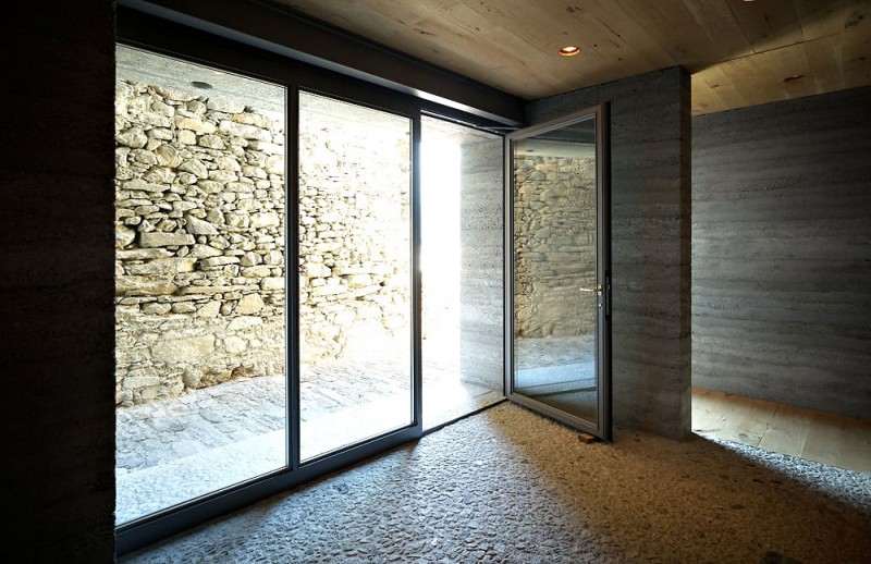 Barn In Entrance Bright Barn In Soglio Home Entrance Area Involving Glass Framed Swinging Doors To Access Exterior Area Of Home Decoration An Old Barn Turned Into Eclectic Contemporary House With Stone Walls And Wood Shutters