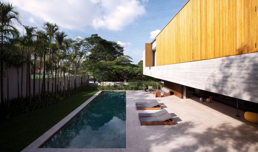 Ipes House Decorated Brilliant Ipes House Exterior Design Decorated With Minimalist Infinity Pool Design Completed With Outdoor Furniture Decoration Ideas Dream Homes Stylish And Luxurious Contemporary Home With Exposed Concrete Elements