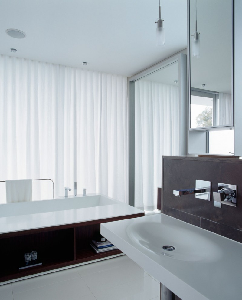 Bathroom Design Sink Chic Bathroom Design With White Sink Under The Pendant Lamps In The Sensory Interior Delight Residence Decor Dream Homes Stunning Urban Interior Design With Glass And Metal Elements