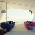 Wave House Interior Colorful Wave House Living Room Interior View Furnished With Gray And Pink Sofa Located Closely To The Facade Dream Homes Exquisite Contemporary Summer House In Spectacular White Exterior