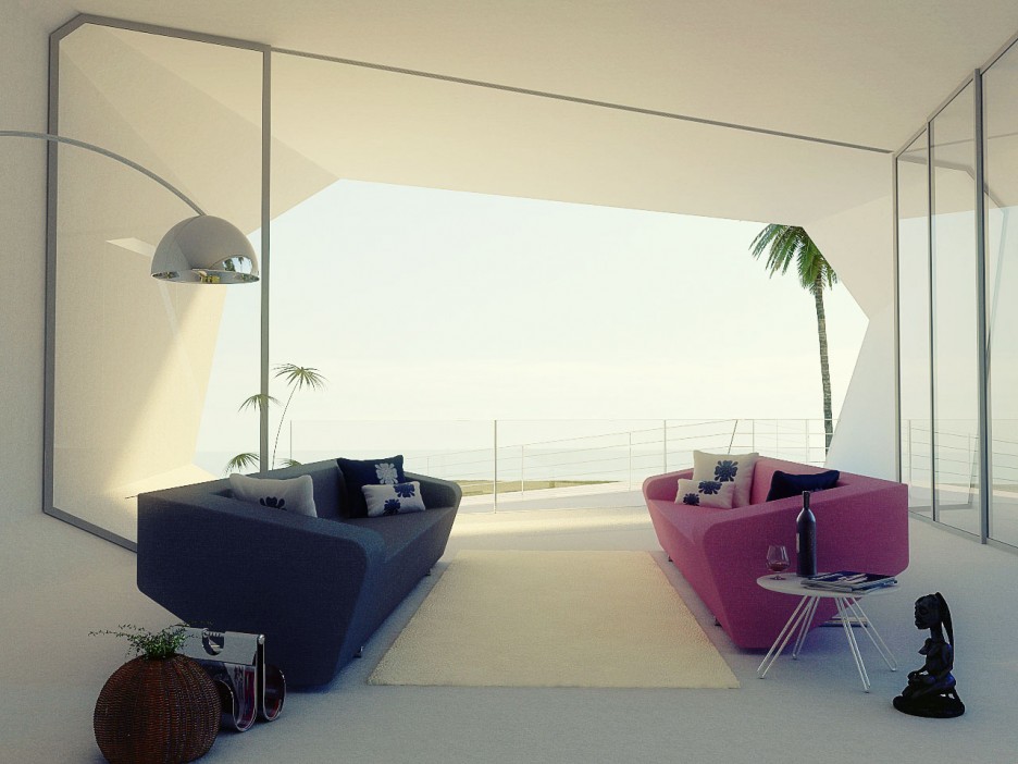 Wave House Interior Colorful Wave House Living Room Interior View Furnished With Gray And Pink Sofa Located Closely To The Facade Dream Homes Exquisite Contemporary Summer House In Spectacular White Exterior
