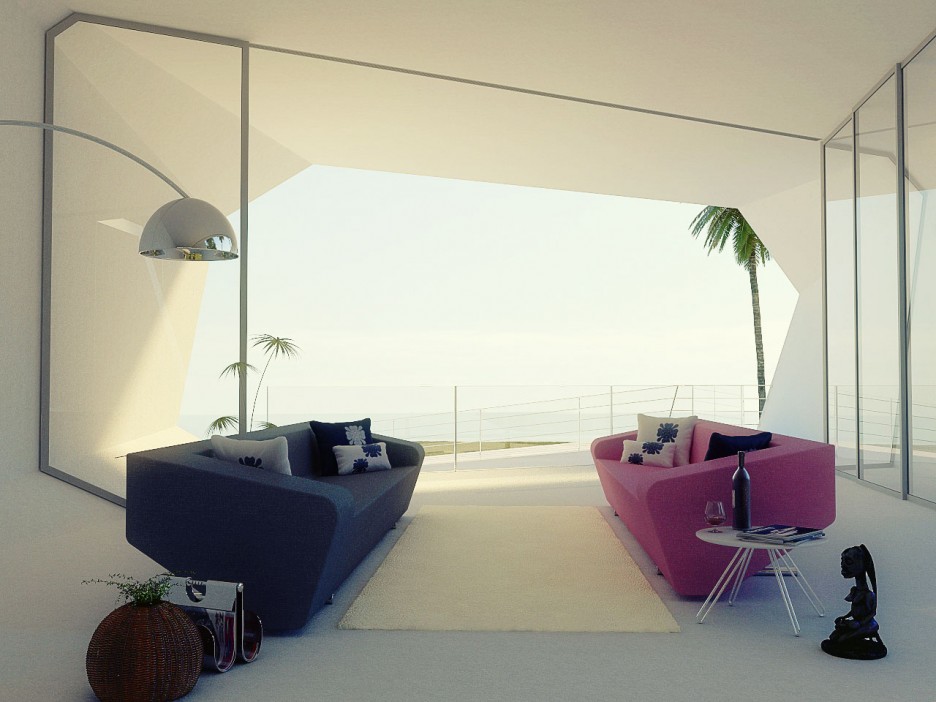 Wave House Interior Colorful Wave House Living Room Interior View Furnished With Gray And Pink Sofa Located Closely To The Facade Dream Homes  Exquisite Contemporary Summer House In Spectacular White Exterior