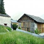 Green Grasses Two Fresh Green Grasses Growing Covering Two Sides Of Barn In Soglio Home Outdoor Pathway To Access The House Decoration An Old Barn Turned Into Eclectic Contemporary House With Stone Walls And Wood Shutters