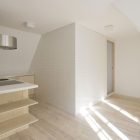 White Themed Interior Hygienic White Themed FOHR Residence Interior Showing Simple L Shaped Kitchen With Cool Ceiling Lamp Idea Architecture Beautiful Minimalist Home With Eclectic Exterior And Interiors