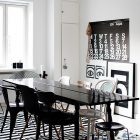 Stylish Helsinki Interior Incredible Stylish Helsinki Apartment Design Interior In Dining Room With Black Furniture And Black And White Flooring Rug Design Apartments Stylish Black And White Interior For Small Apartment Appearance