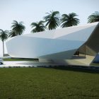 Wave House Odd Irregular Wave House Design With Odd Detail Applied On The Back Part With Gorgeous Green Lawn And Driving Way Dream Homes Exquisite Contemporary Summer House In Spectacular White Exterior