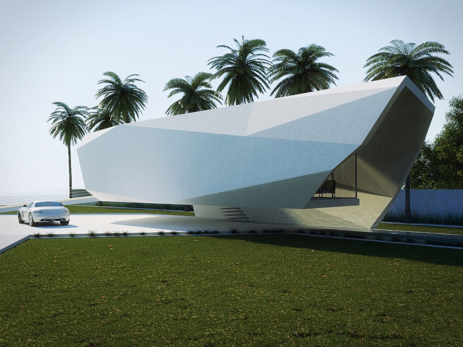 Wave House Odd Irregular Wave House Design With Odd Detail Applied On The Back Part With Gorgeous Green Lawn And Driving Way Dream Homes Exquisite Contemporary Summer House In Spectacular White Exterior