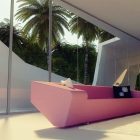 Pink Upholstered With Modern Pink Upholstered Sofa Design With Black And White Cushions To Beautify Simple Wave House Living Room Dream Homes Exquisite Contemporary Summer House In Spectacular White Exterior