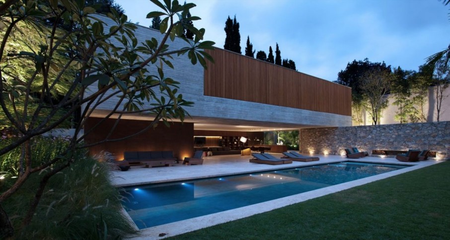 Ipes House With Naturally Ipes House Design Exterior With Modern Decoration Ideas With Modern Outdoor Pool Design Ideas With Green Landscaping Design Ideas Dream Homes  Stylish And Luxurious Contemporary Home With Exposed Concrete Elements