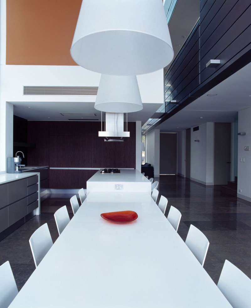 Kitchen Table With Sleek Kitchen Table Design Ideas With Red Plate Under The Big Pendant Lamps Decor At The Sensory Interior Delight Residence Kitchens Stunning Urban Interior Design With Glass And Metal Elements