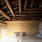 Barn In Dining Spacious Barn In Soglio Home Dining Room Interior Furnished With A Set Of Wooden Dining Room Table And Chairs Decoration An Old Barn Turned Into Eclectic Contemporary House With Stone Walls And Wood Shutters