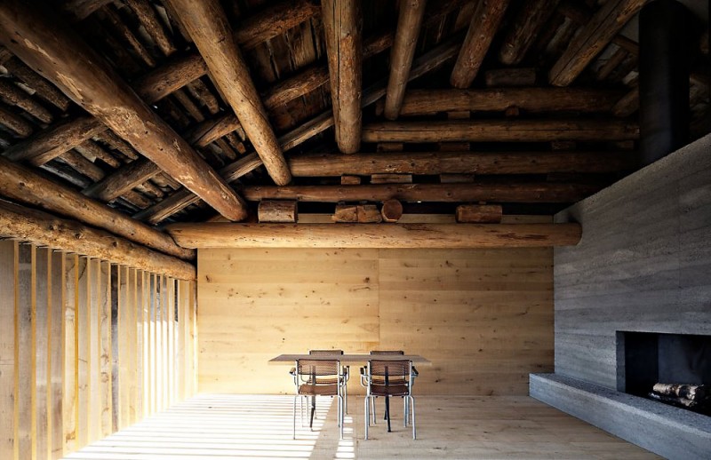 Barn In Dining Spacious Barn In Soglio Home Dining Room Interior Furnished With A Set Of Wooden Dining Room Table And Chairs Decoration An Old Barn Turned Into Eclectic Contemporary House With Stone Walls And Wood Shutters