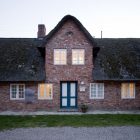 Fohr Residence Designed Traditional FOHR Residence Exterior Building Designed With Maroon Brick Tiles Covering The Wall To Hit Dark Roof Architecture Beautiful Minimalist Home With Eclectic Exterior And Interiors