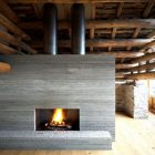 Barn In Interior Warm Barn In Soglio Home Interior Featured With Grey Colored Fireplace With Textured Wood Mounted On Wall Decoration An Old Barn Turned Into Eclectic Contemporary House With Stone Walls And Wood Shutters (+19 New Images)