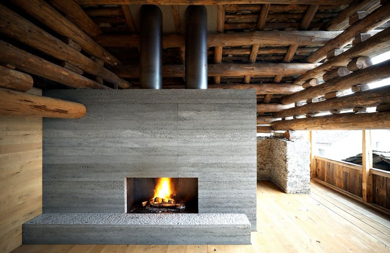 Barn In Interior Warm Barn In Soglio Home Interior Featured With Grey Colored Fireplace With Textured Wood Mounted On Wall Dream Homes An Old Barn Turned Into Eclectic Contemporary House With Stone Walls And Wood Shutters