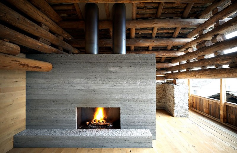 Barn In Interior Warm Barn In Soglio Home Interior Featured With Grey Colored Fireplace With Textured Wood Mounted On Wall Bathroom An Old Barn Turned Into Eclectic Contemporary House With Stone Walls And Wood Shutters