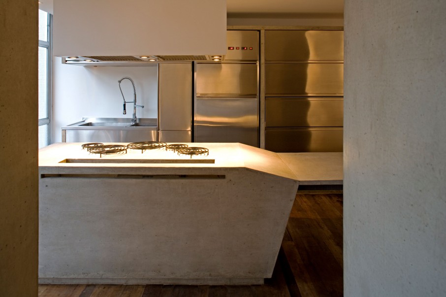 Contemporary Houssein And Adorable Contemporary Houssein Apartment Kitchen And Dining Furnishing In Smart Combination Of Reflecting Stainless Steel And Sleek Concrete Furniture Apartments Fascinating Modern-Industrial Apartment With Beautiful Sophisticated Accent