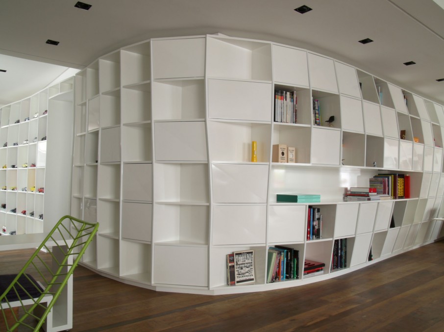 Contemporary Houssein With Appealing Contemporary Houssein Apartment Bookcase With Unpredictable Shape Design And Various Sizes Presenting Interesting Display Apartments Fascinating Modern-Industrial Apartment With Beautiful Sophisticated Accent