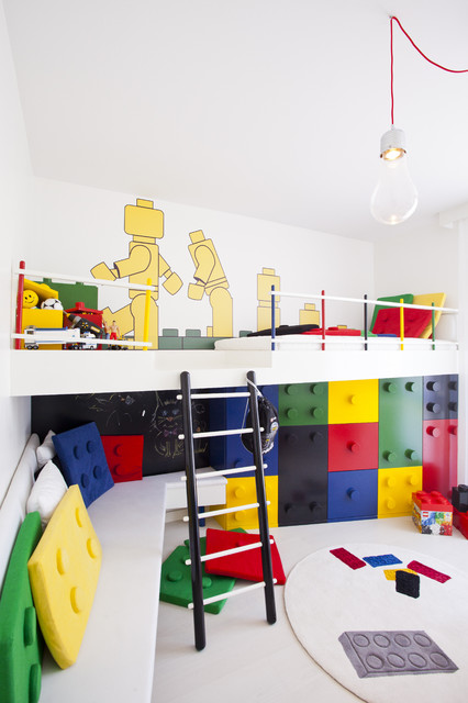 Lego Themed With Appealing Lego Themed Kids Room With Colorful Ornaments White Bench White Ceiling And Lego Wall Art Kids Room  21 Cool Modern Kids Room With Colorful Furniture Touches