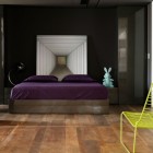 Contemporary Houssein Interior Artistic Contemporary Houssein Apartment Bedroom Interior With Low Profile Bed With Purple Covered Mattress And Pillows With Eye Catching Wall Art Apartments Fascinating Modern-Industrial Apartment With Beautiful Sophisticated Accent