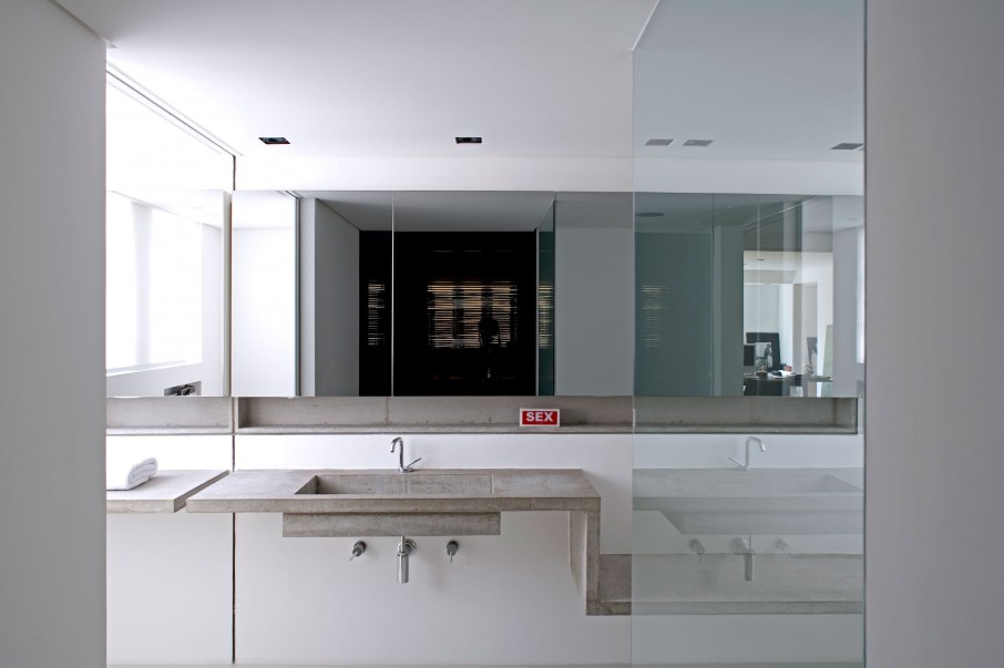 Contemporary Houssein With Astonishing Contemporary Houssein Apartment Bathroom With Floating Rectangular Sink With Mirrored Cabinet Above Accentuated With Ceiling Lamps Apartments  Fascinating Modern-Industrial Apartment With Beautiful Sophisticated Accent