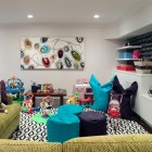 Play Room Toys Attractive Play Room With Various Toys Green Sofa Fluffy Cushions White Shelves And Some White Drawers Kids Room 21 Cool Modern Kids Room With Colorful Furniture Touches