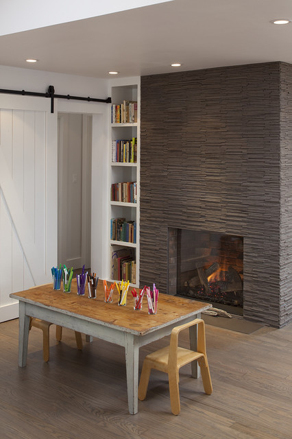 Pens In Above Colorful Pens In The Glasses Above The Wooden Table In Kids Play Room With White Bookshelves Kids Room 21 Cool Modern Kids Room With Colorful Furniture Touches