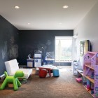 Kids Play Black Comfortable Kids Play Room With Black Board Wall Brown Carpet White Ceiling And Wide Glass Windows Kids Room 21 Cool Modern Kids Room With Colorful Furniture Touches