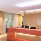 Illuminated Front Made Commercial Illuminated Front Desk Design Made From Chic Wooden Material Office Interior Designs Of Front Line Office & Workspace Classy Office Interior Design In Creative Ultramodern Style And Practicality