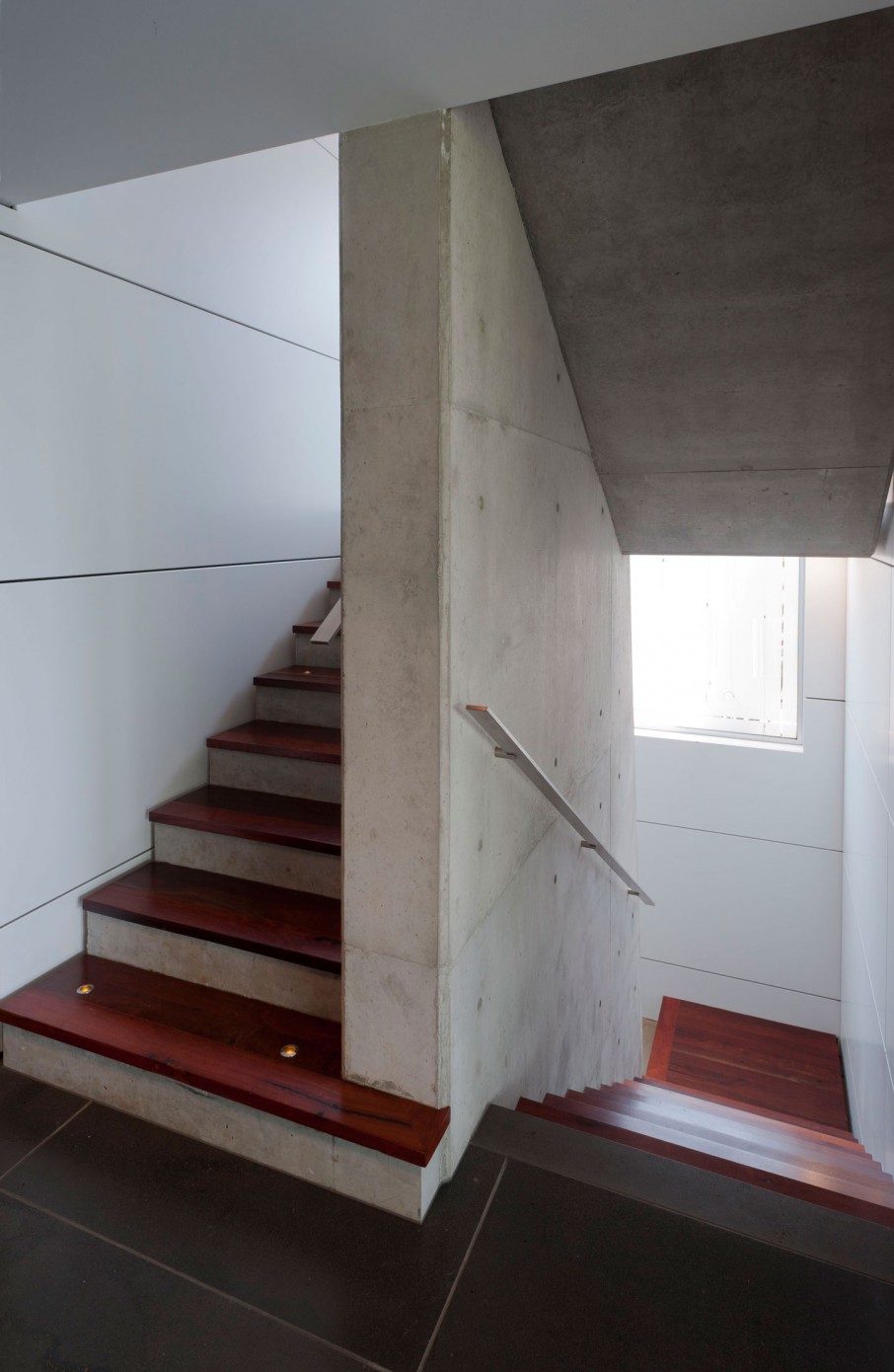 Maribyrnong House With Contemporary Maribyrnong House Indoor Staircase With Wooden Steps And In Ground Lighting As Illumination Architecture  Lavish And Breathtaking Contemporary Home With Spectacular Exterior Appearance