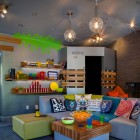 Kids Room Cushions Eclectic Kids Room With Colorful Cushions Grey Sofa Square Table Some Wooden Shelves And Grey Carpet Kids Room 21 Cool Modern Kids Room With Colorful Furniture Touches