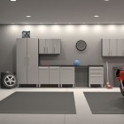 Garage Design White Elegant Garage Design With Luminous White Interior Decoration Inspiration Equipped With Grey Color Of Wall Painting Combined With Grey Rug Design Idea Interior Design 12 Modern Garage Interior Design Ideas For Your Impressive Homes