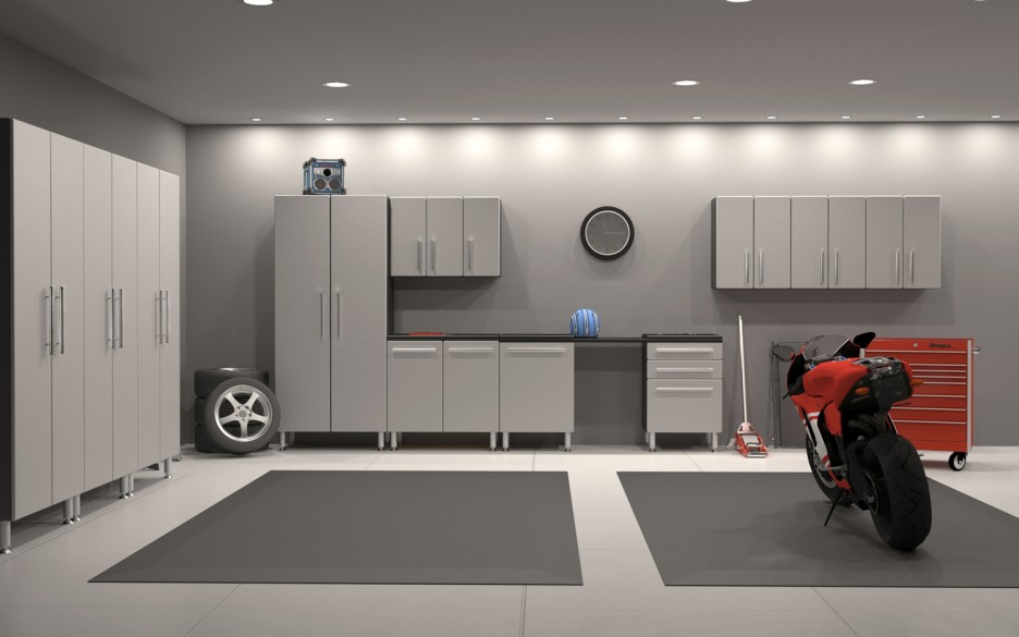 Garage Design White Elegant Garage Design With Luminous White Interior Decoration Inspiration Equipped With Grey Color Of Wall Painting Combined With Grey Rug Design Idea Interior Design 12 Modern Garage Interior Design Ideas For Your Impressive Homes