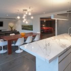 White Marble The Elegant White Marble Panel Covering The Top Of Maribyrnong House Kitchen Island To Enlighten The Gray Kitchen Architecture Lavish And Breathtaking Contemporary Home With Spectacular Exterior Appearance