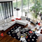 Retro Style Bobois Exciting Retro Style White Roche Bobois Sofa Set In L Letter Model Energized By Black Red And White Polka Dot Rug Interior Design 38 Contemporary Living Room With Modern Sofas Designed By Roche Bobois