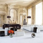 Roche Bobois White Exclusive Roche Bobois Black And White Curving Sofa Set With Glossy Black And White Coffee Table Placed On Center Of Golden Room Interior Design 38 Contemporary Living Room With Modern Sofas Designed By Roche Bobois