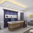 White Ceiling Modern Extraordinary White Ceiling For Charming Modern Style White Bright Office Interior Design Of Front Desk In Minimalist Design Idea Office & Workspace Classy Office Interior Design In Creative Ultramodern Style And Practicality