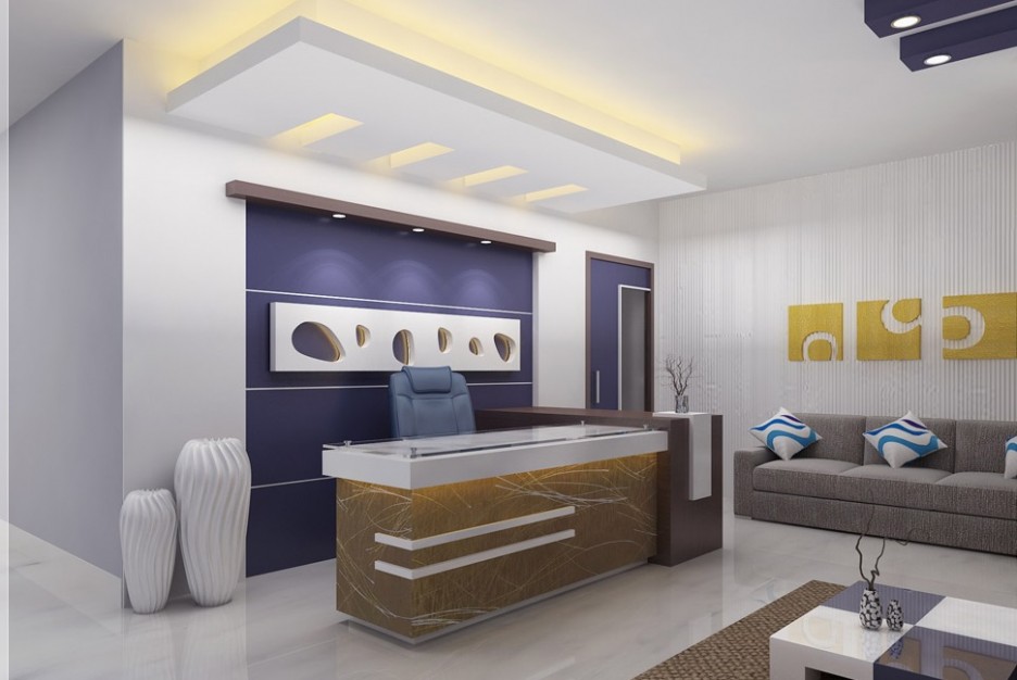 White Ceiling Modern Extraordinary White Ceiling For Charming Modern Style White Bright Office Interior Design Of Front Desk In Minimalist Design Idea Office & Workspace Classy Office Interior Design In Creative Ultramodern Style And Practicality
