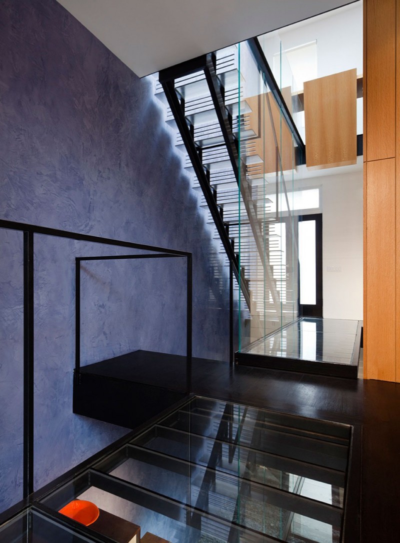 Lorber Tarler Mezzanine Fascinating Lorber Tarler House Small Mezzanine With Glossy Dark Metallic Railing Soft Textured Wall Eclectic Staircase With Glass Railing Dream Homes  Old House Turned Into A Stylish Modern Residence For Urban Dwelling