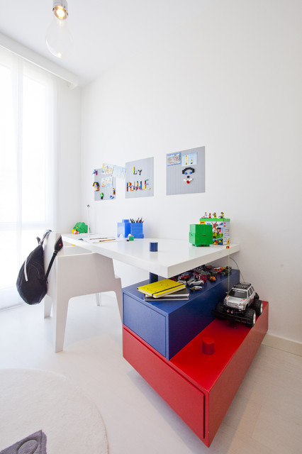 Study Space With Fun Study Space For Kids With White Desk White Chair And Colorful Drawers On The White Floor Kids Room 21 Cool Modern Kids Room With Colorful Furniture Touches