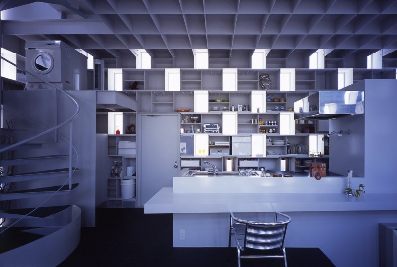 Kitchen Design Cell Gorgeous Kitchen Design In Brick Cell House Nearby The Staircase Use White Cabinet And Kitchen Table And Also Metal Chair Architecture Unique Contemporary Home In Modern Cube Shape Architecture