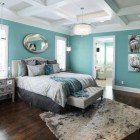 Modern Bedroom Teal Gorgeous Modern Bedroom Painted In Teal Combined With Gray And White Scheme To Strike Dark Wood Flooring Bedroom 35 Stylish Upholstered Bedroom Bench For Large Bedroom Sets