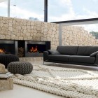 Black Colored Sofa Imposing Black Colored Roche Bobois Sofa Set With Unique Dark Woven Ottomans Located Next To Fireplace Of Lounge Interior Design 38 Contemporary Living Room With Modern Sofas Designed By Roche Bobois