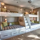 Beach Style For Interesting Beach Style Bunk Bed For The Kids With Attractive Staircase Fluffy Cushions And Many Drawers Kids Room 21 Cool Modern Kids Room With Colorful Furniture Touches