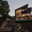 Deck Area Waterfall Inviting Deck Area With Natural Waterfall And Rocks Built On Lower Ground Site Of Maribyrnong House With Steps Architecture Lavish And Breathtaking Contemporary Home With Spectacular Exterior Appearance