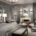 Bedroom Interior In Luxurious Bedroom Interior Setting Dominated In Gray Furnished With Simple Gray Bench To Couple The White Bed Bedroom 35 Stylish Upholstered Bedroom Bench For Large Bedroom Sets