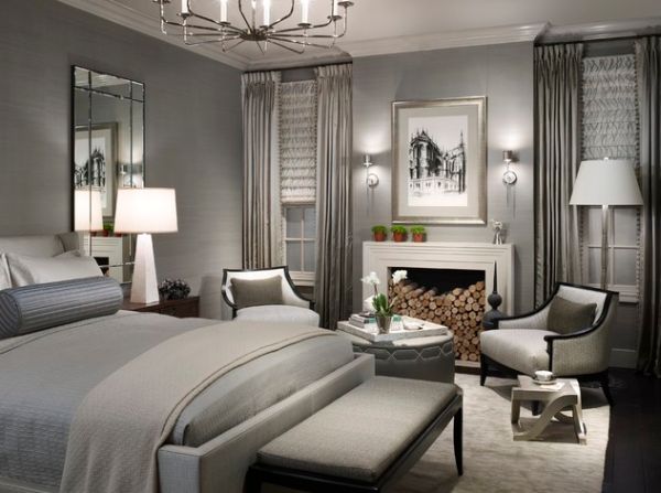 Bedroom Interior In Luxurious Bedroom Interior Setting Dominated In Gray Furnished With Simple Gray Bench To Couple The White Bed Bedroom  35 Stylish Upholstered Bedroom Bench For Large Bedroom Sets