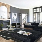 Black Patterned Sofa Luxurious Black Patterned Roche Bobois Sofa Set Completed With Large Square Ottoman For Coffee Table Replacement Interior Design 38 Contemporary Living Room With Modern Sofas Designed By Roche Bobois