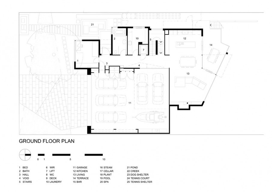 Ground Floor Of Luxurious Ground Floor Plan Idea Of Maribyrnong House Featured With Super Large Carport To Accommodate Six Cars Architecture Lavish And Breathtaking Contemporary Home With Spectacular Exterior Appearance