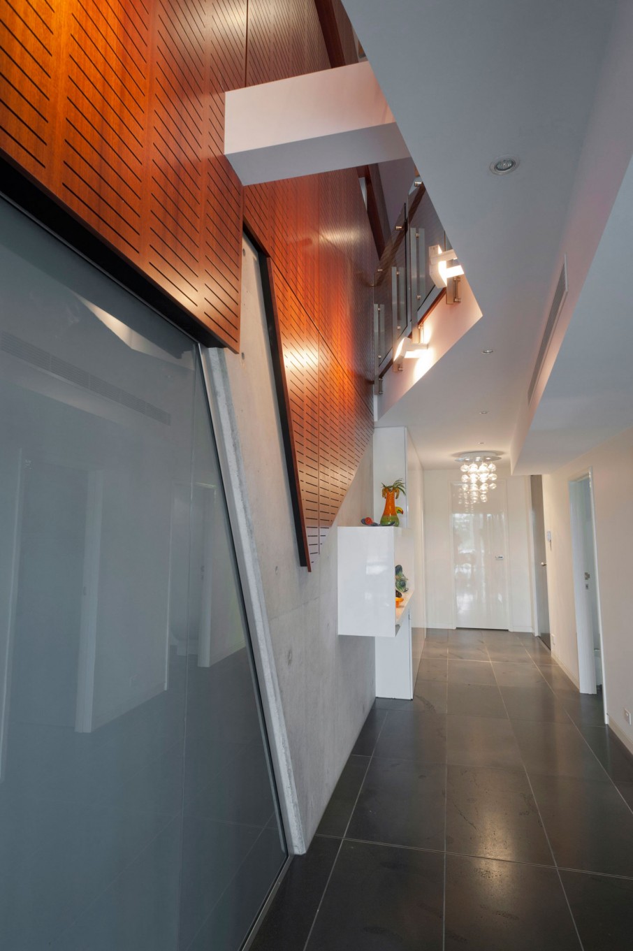 Maribyrnong House With Magnificent Maribyrnong House Corridor Area With Wonderful Wooden Veneer Installed On Upper Wall Side Architecture  Lavish And Breathtaking Contemporary Home With Spectacular Exterior Appearance